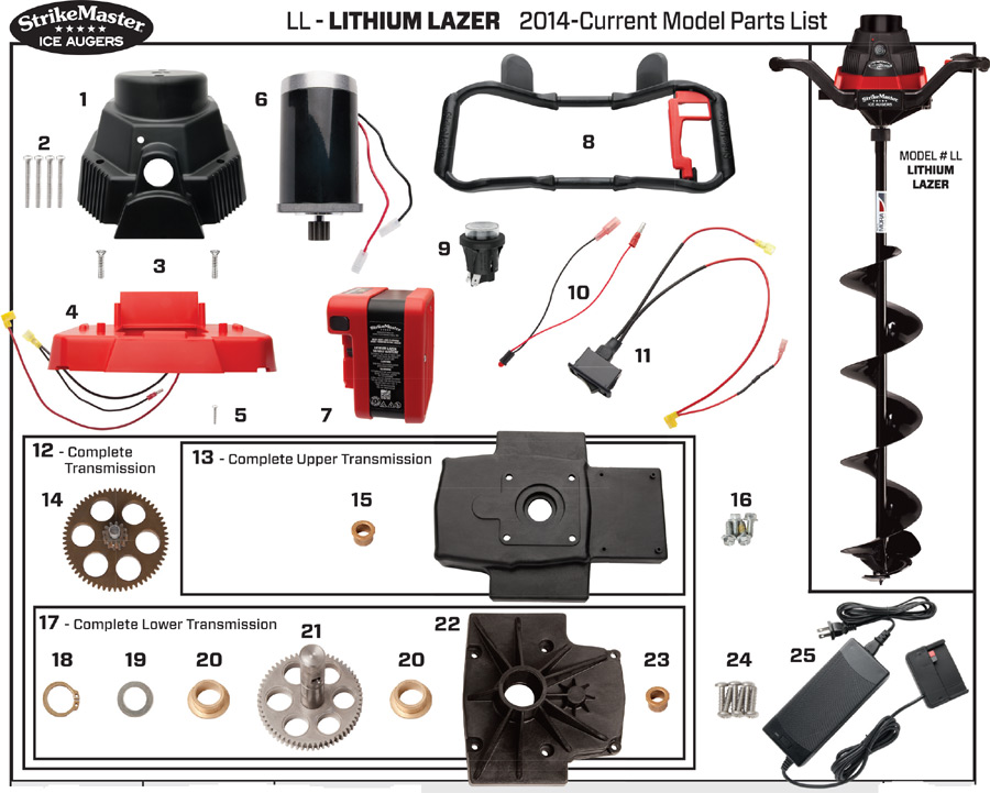 Strikemaster LL (Lithium Lazer) Series 2014-Current Ice Auger Parts